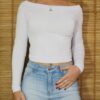 Cropped Manga Longa Decote Canoa